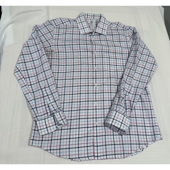 Scappino Other - Scappino Italy Men's Dress Shirt Size 16.5 G White Blue Pink Windowpane Plaid